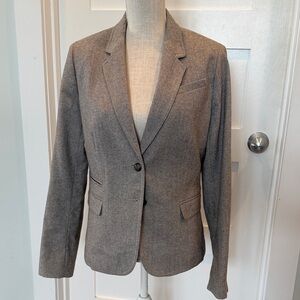 Banana Republic Women's Beige Herringbone Wool Blend Tailored Blazer Jacket